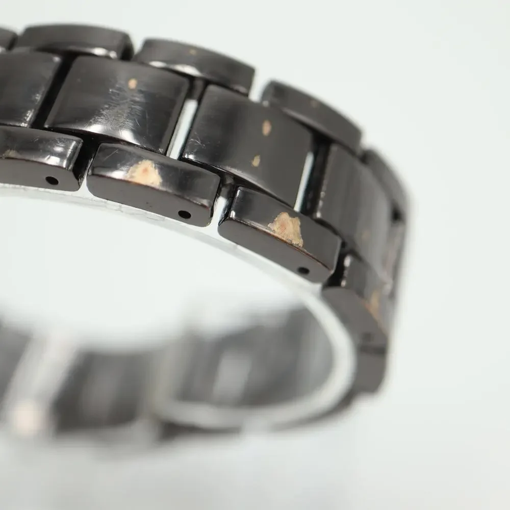 Nine West Black Green Tone Womens Watch 36mm Metal Bracelet with New Battery